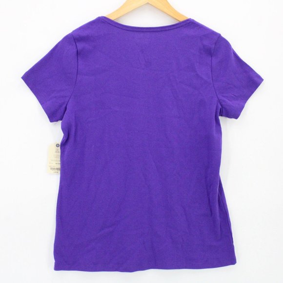 St.Johns Bay Shirt Womens Purple Short Sleeve Essential Tee Crewneck Size L NWT - Picture 7 of 9